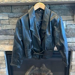 Vera Pelle black leather jacket, size 42, 100% genuine leather